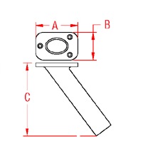 Stainless Steel Heavy Duty Top Rod Holder, S3611-0000, Line Drawing
