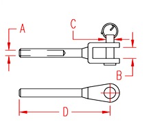 Stainless Steel Swage Marine Jaw, S0736-0001, S0736-0002, S0736-0003, S0736-0004, S0736-0005, S0736-0006, S0736-0007, S0736-0009, S0736-0010, S0736-0013, Line Drawing