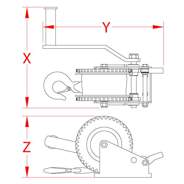 Stainless Steel Trailer Winch, C0270-0001, C0270-2001
