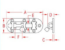 Stainless Steel Heavy Duty Barrel Bolt, S3855-0001, S3855-0002, Line Drawing