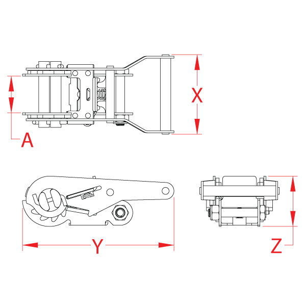Stainless Steel Ratchet Buckle, 1', 1-1/2