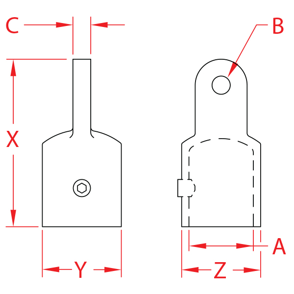 Stainless Steel Flat End Cap, Railing and Bimini, S3679-0000, S3679-0001, Line Drawing